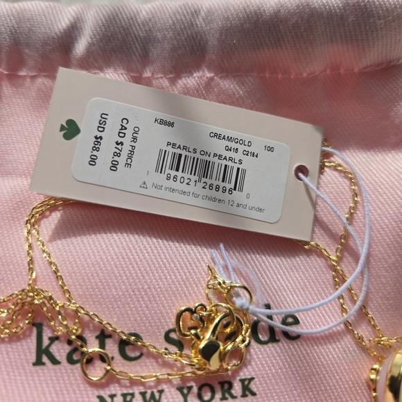 NWT Kate Spade Necklace Cream/Gold Pearls on Pearls - Picture 4 of 6